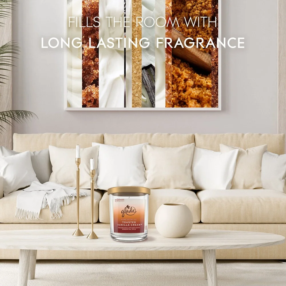 جرة كبيرة شمعة معطرة كريم الفانيليا المحمص 16 أونصة وقت حرق طويل الأمد 85 ساعة ديكور منزلي عطري هدية استرخاء مثالي