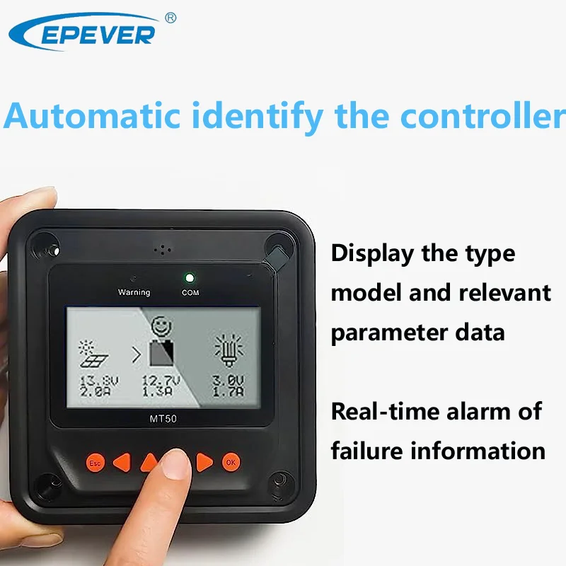 EPEVER MT50 Remote Meter Monitor and Set Data of Tracer-AN/BN TRIRON-N VS LS-B Series Solar Charge Controller LCD Display