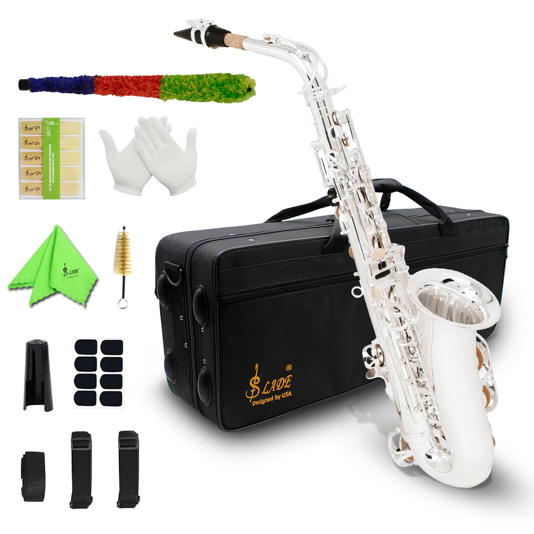 

SLADE Eb Alto Saxophone Brass Body Engraved White Shell Keys Professional Woodwind Instruments With Case Parts & Accessories