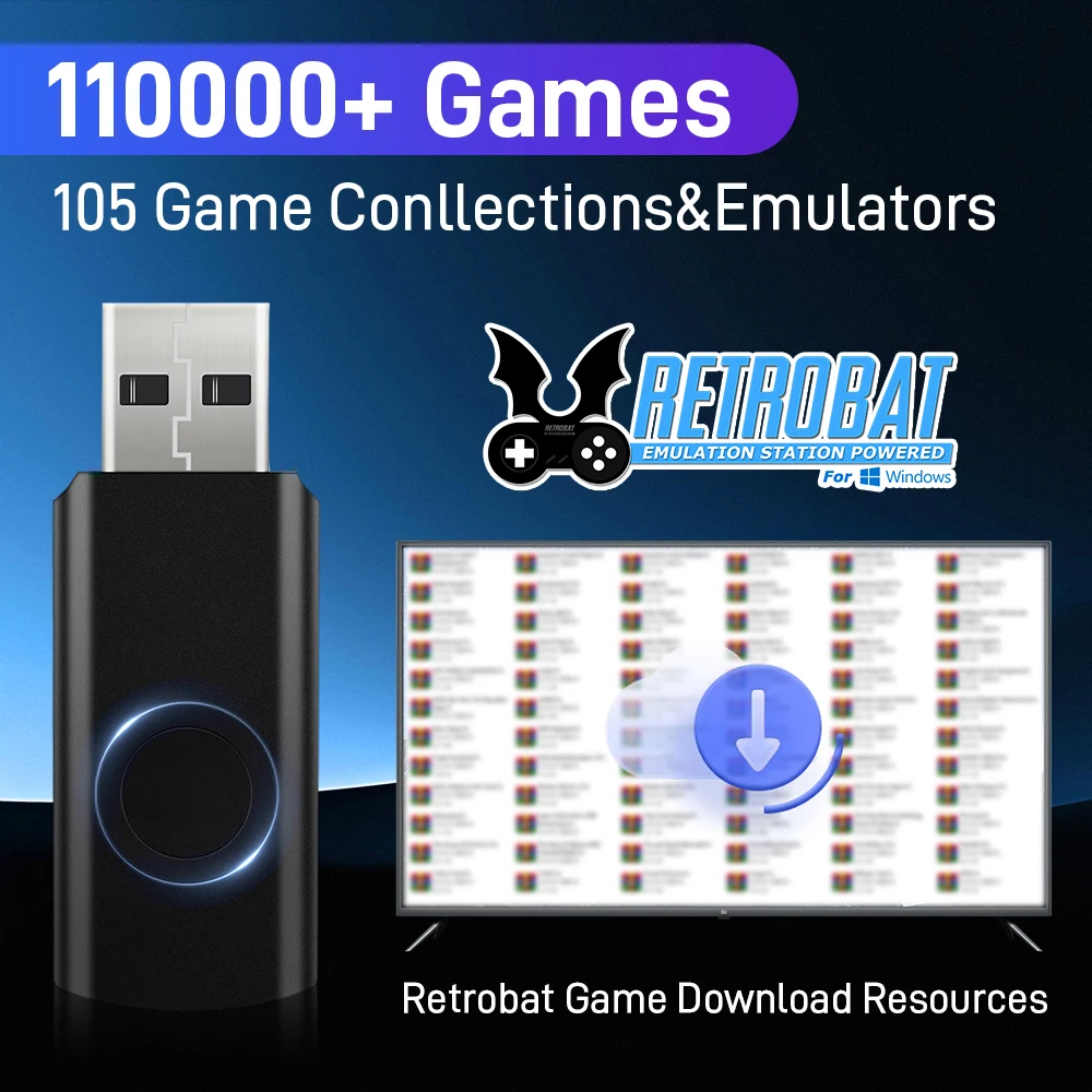 ألعاب Retrobat تنزيل الموارد مع 110000+ ألعاب ريترو ومحاكي 105 لـ N64/PS3/PS2/PS1/Game Cube/MAME/NES لجهاز Win PC/الكمبيوتر المحمول