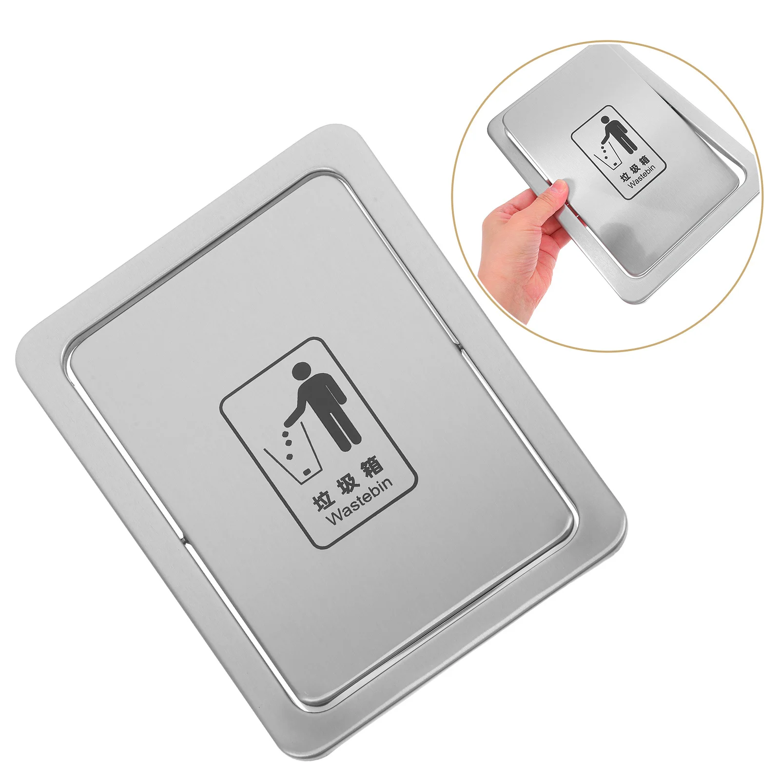 

Recessed Stainless Steel Trash Can Lid Swing Flap Easy Clean Kitchen Bathroom Garbage Disposal Sink Cover Garbage Can Lid