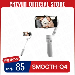 ZHIYUN Official Smooth Q4 Smartphone Gimbal 3-Axis Portable Phone Stabilizer for iPhone 15 pro max/Xiaomi/Huawei/Samsung OnePlus