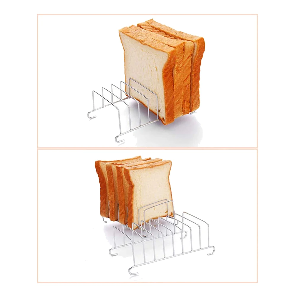 2 Pcs Toast Bread Rack Holder 8 Slice Holes Tool Cooling Grid Bread Rack Rectangle Air Fryer Accessories Organizer