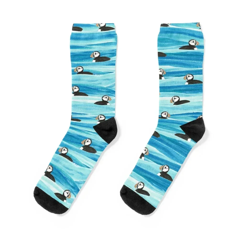 

Puffins all at sea Socks Stockings hip hop gym Socks Woman Men's