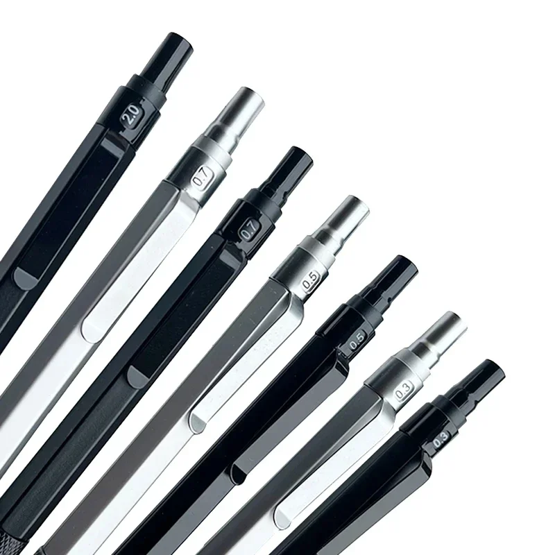 0,3 0,5 0,7 0, 07 0,9mm Voll metall Druck bleistift Set Kunst skizze hb führt einziehbare Feder Schule schreiben Bleistift Geschenk Briefpapier