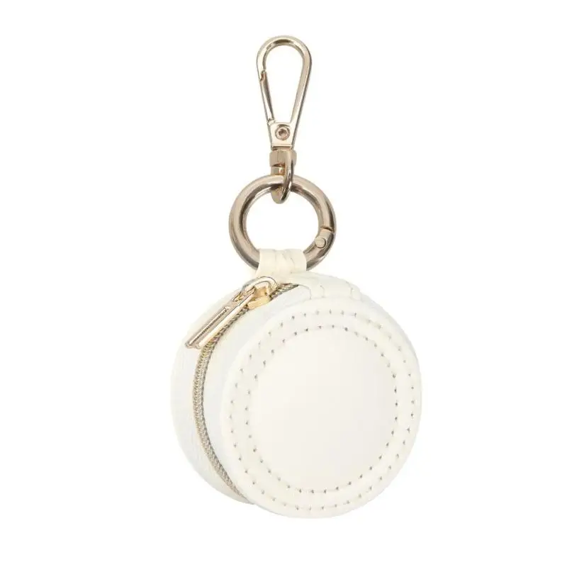 31BB Mini Travel Jewelry Case For Rings Earrings Necklaces Featuring Detachable Keychain Gym Essential White