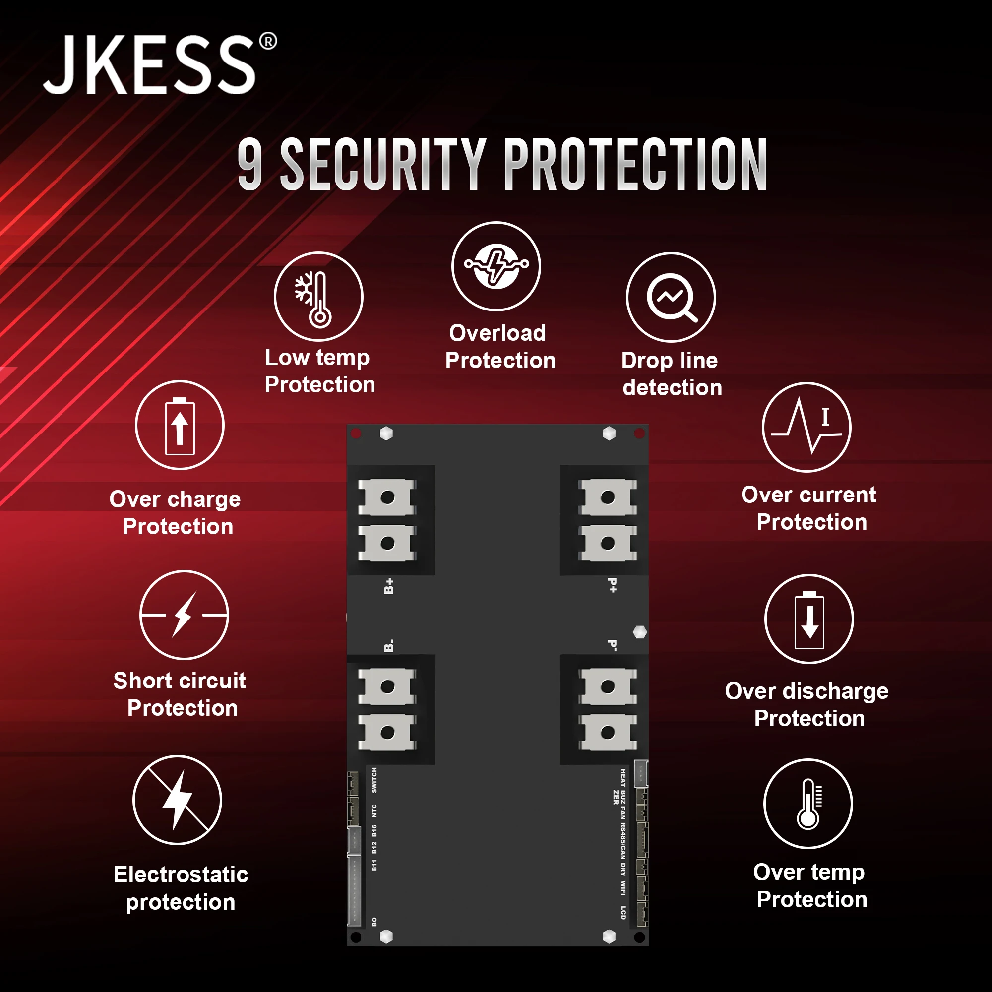 JKESS Inverter BMS  Power SOC Balance BMS 150A Lifepo4/Li-ion/LTO 8S 10S 12S 16S 24V 48V  Home Energy Storage For Growatt Deye