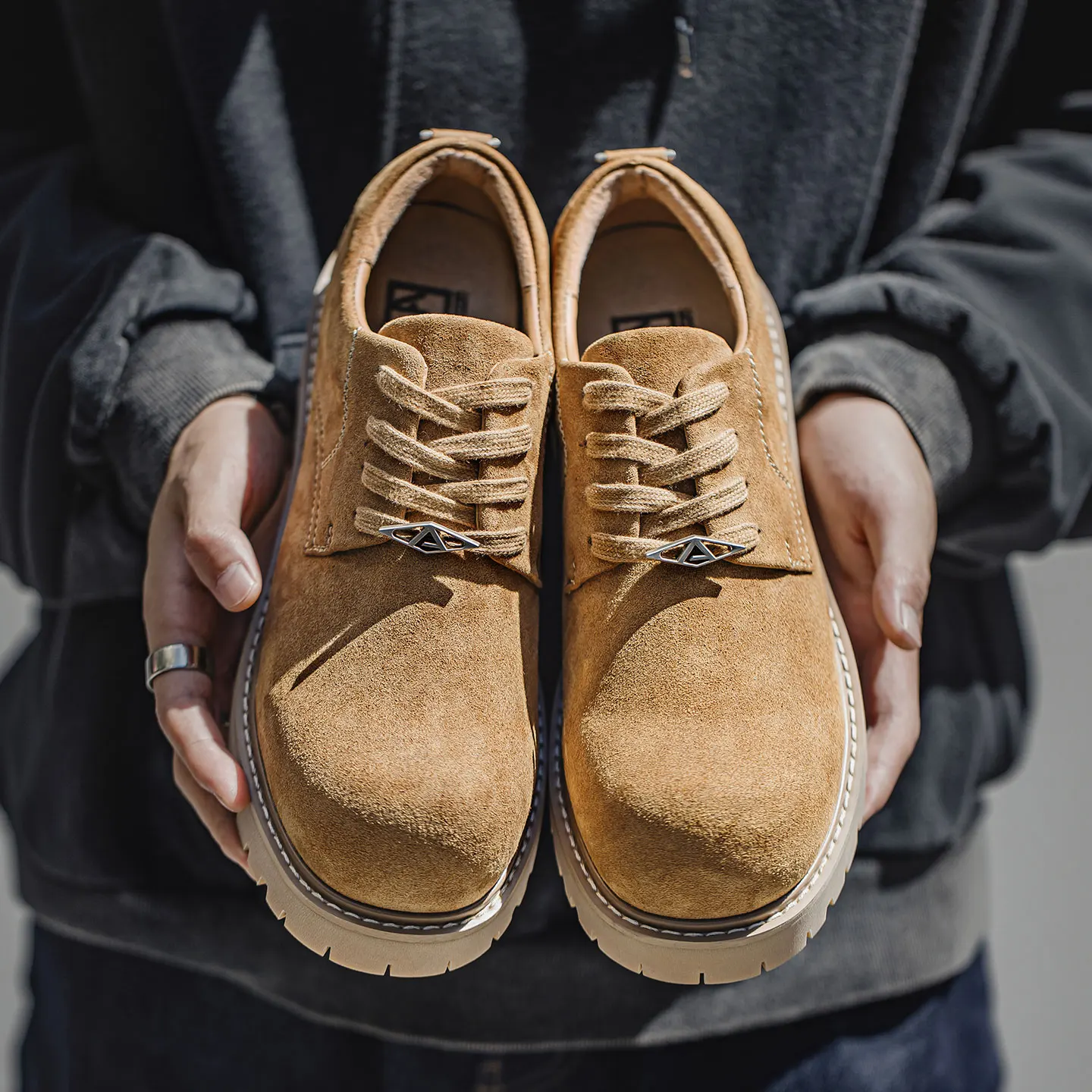 Mr.A Brand Suede Designer Shoes, Comfortable Thick-Soled Height-Increasing Derby Shoes, Lace-Up Round-Toe Men's Formal Shoes, Casual Leather Shoes