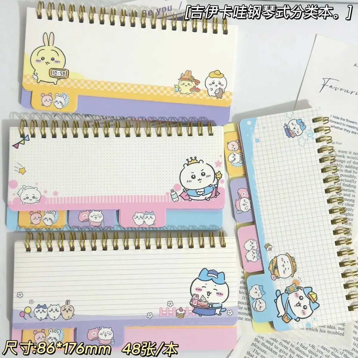 Chiikawa piano style classified notebook mini portable coil divider notebook high aesthetic journal planner - view 3