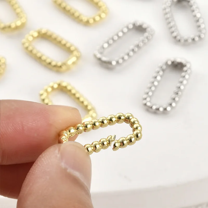 Copper-plated 14k Gold Color Rectangular Back-shaped Tail Buckle DIY Handmade Beaded Bracelet Necklace Buckle Accessories