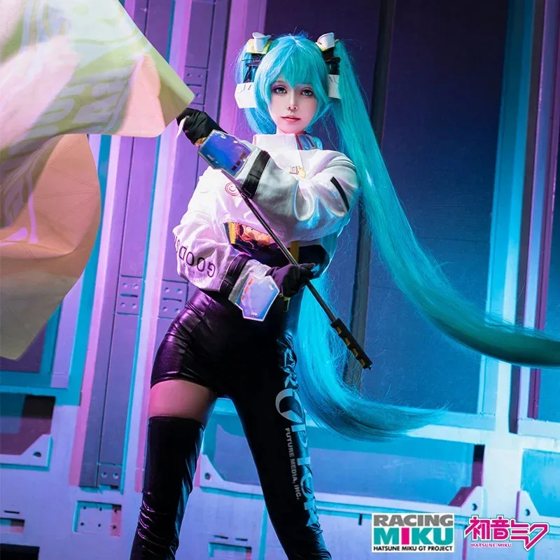 Sky06 VOCALOID 2022 disfraz de Cosplay de MIKU de carreras VOCALOID Cos GT Project trajes de carreras de Cosplay disfraz de Miku con peluca de Cosplay 66liU y