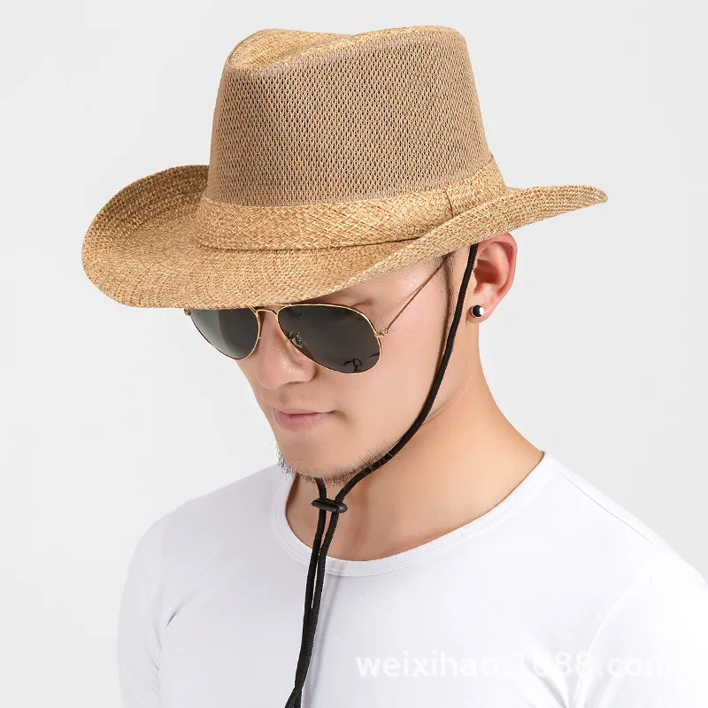 Straw Hat Men's Spring and Summer Outdoor Breathable Sun Hat Casual Sun-Proof Hat