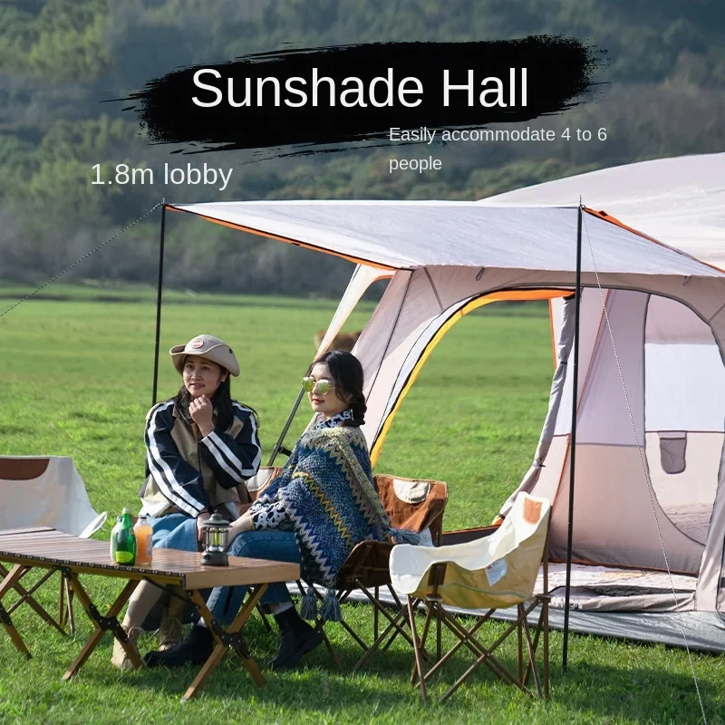 Outdoor Double-layer Tent And One Hall Thickened Rainproof 5 to 8 People Double Camping Outdoor Two Rooms