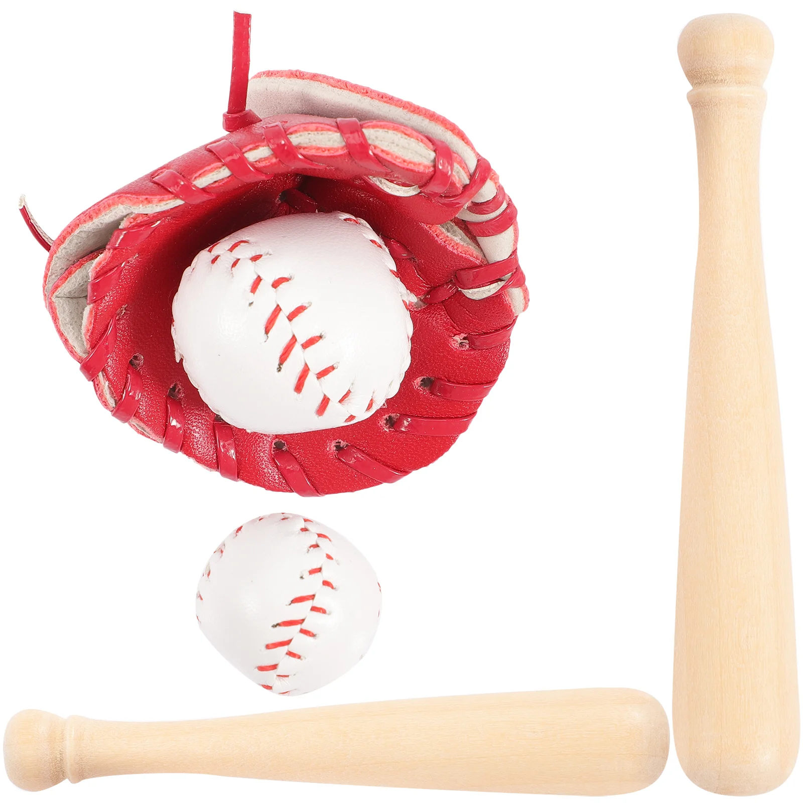 

2 Sets Baseball Softball Cover Batting Net Kids Mittens Mini Decorations Keychain DIY Supply Model Child