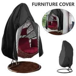 Black Patio Chair Cover Egg Swing Chair Waterproof  Dust Cover Protector with Zipper Protective Case Outdoor Hanging Chair Cover