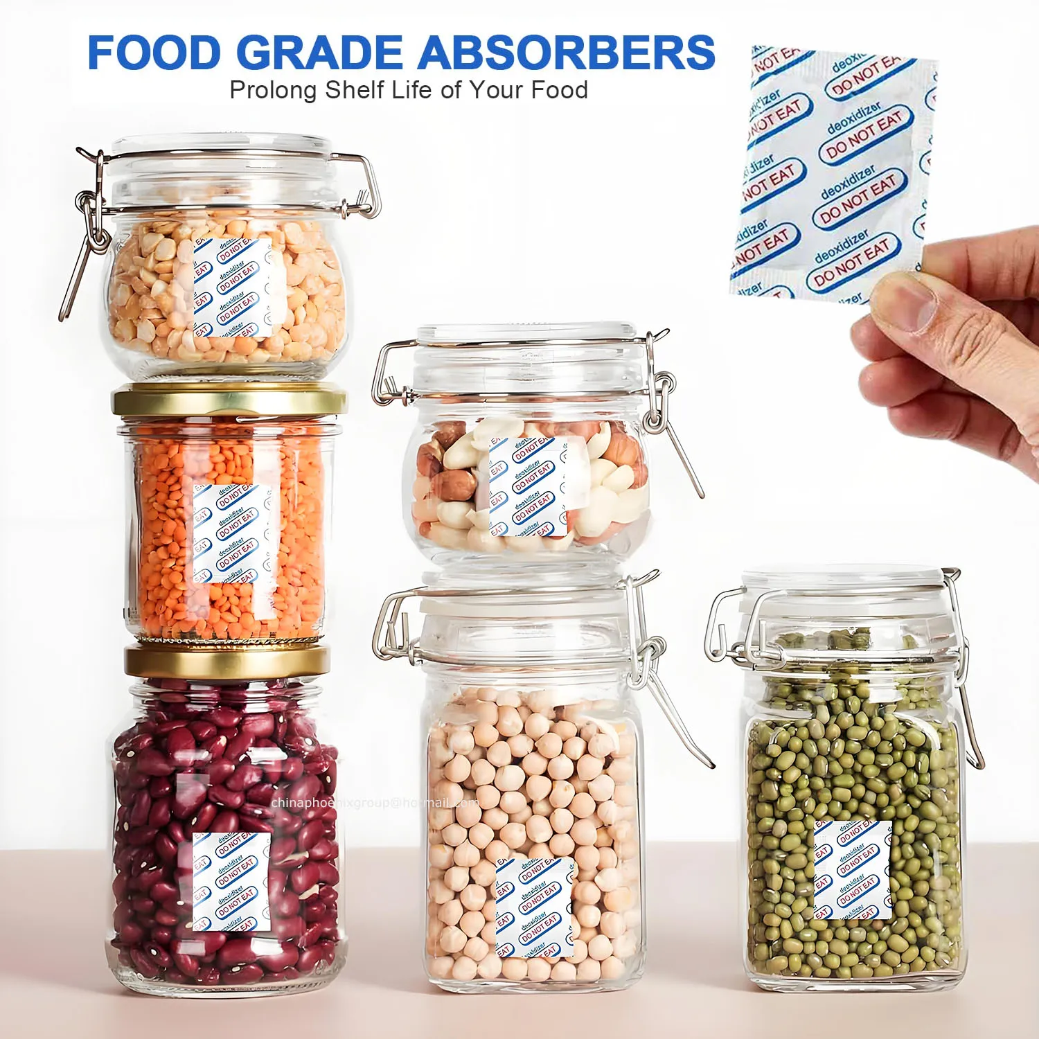 

Food Grade Oxygen Absorber Packets Oxygen Sachets 30CC-1000CC Use For Food Storage Oxigen Absorb Deoxidizer Food Oxygen Packets