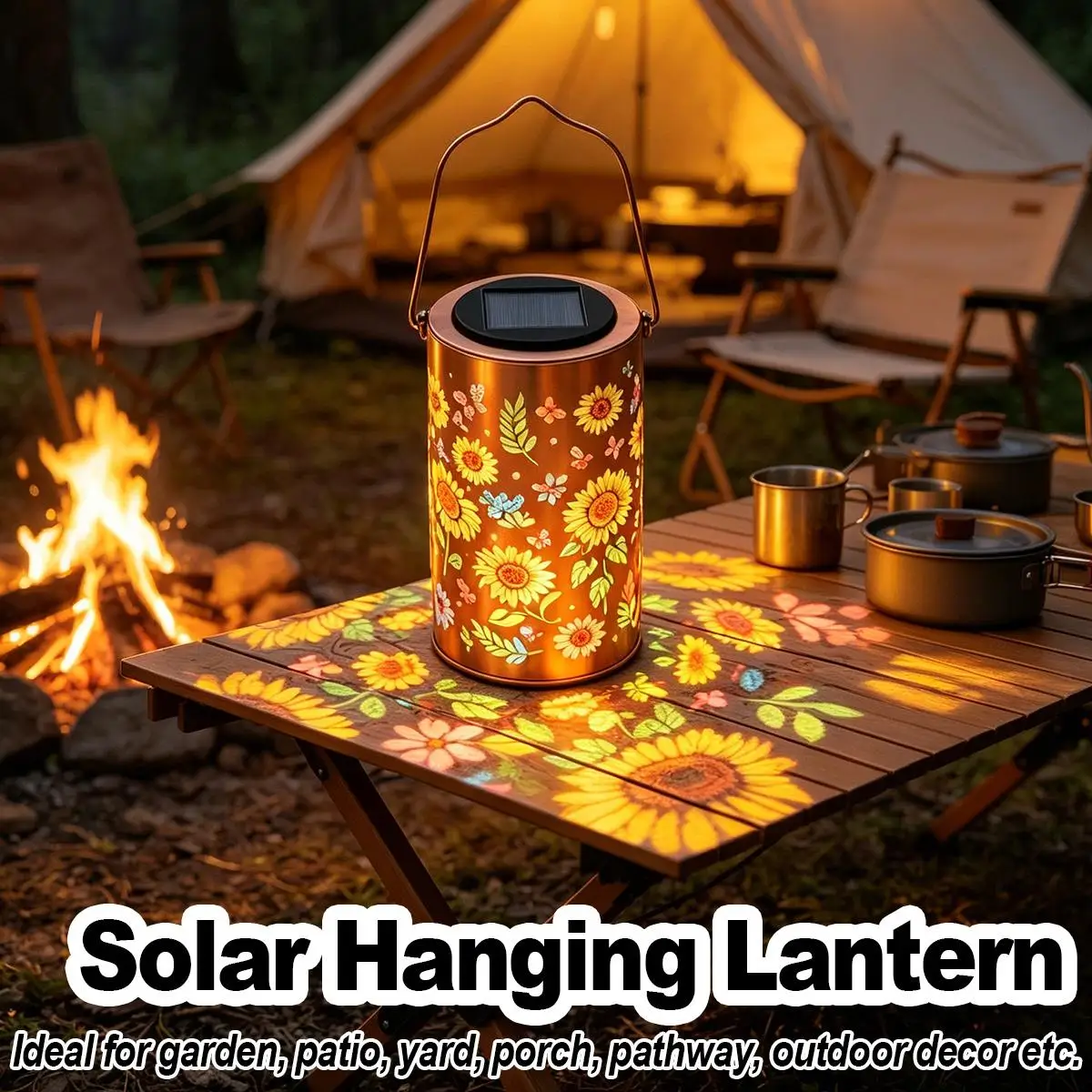 ソーラーランタン太陽光発電防水屋外庭園照明ひまわり吊り下げ通路明るいポーチパティオ庭の装飾部屋led