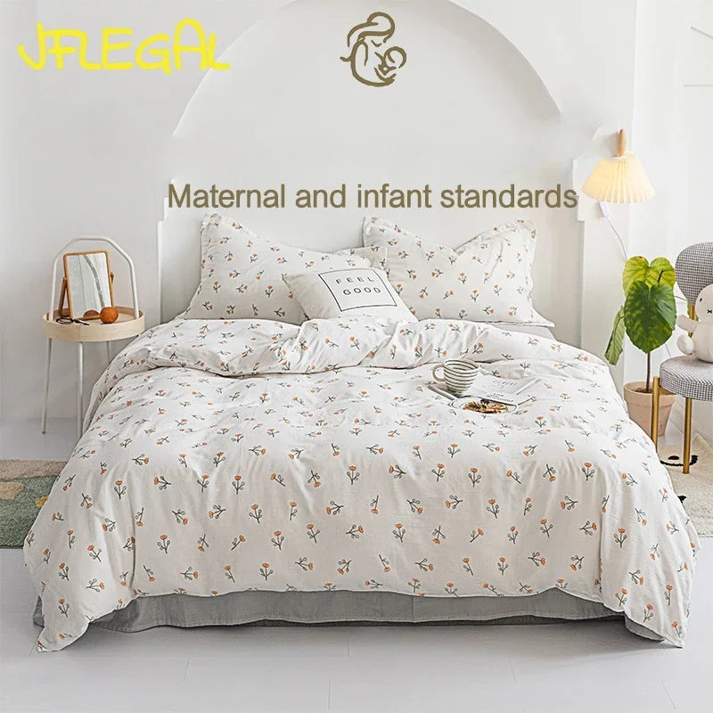 JFLEGAL 100% Cotton Bedding Set Queen King Ru Double Size Bed Linens Sheet Duvet Cover Set Jacquard housse de couette sabanas