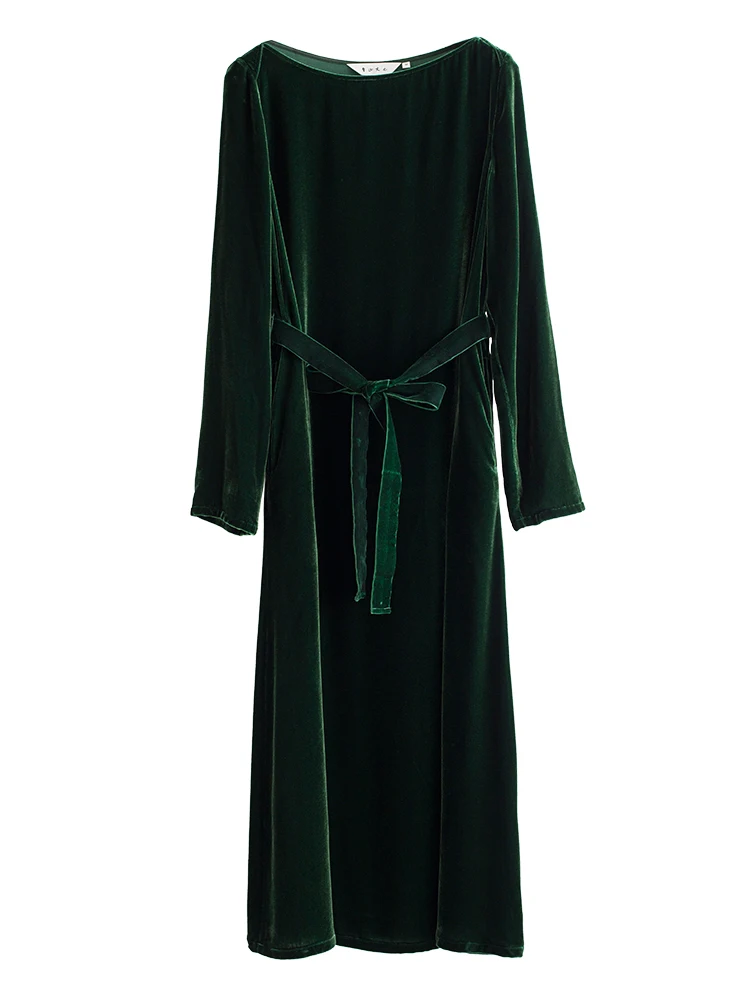 Robe élégante en velours à manches longues pour femmes, tenue de soirée en velours, grande taille, robe de soirée de luxe française, automne et hiver