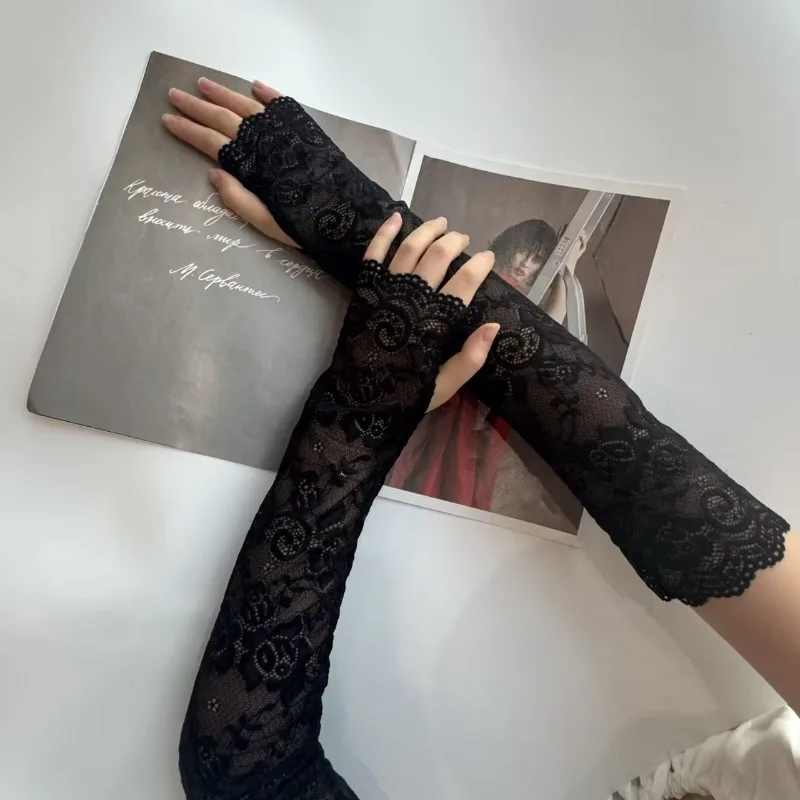 

Летние перчатки с длинными рукавами для защиты от ультрафиолета, вождебные перчатки с кружевом для маскировки шрамов.