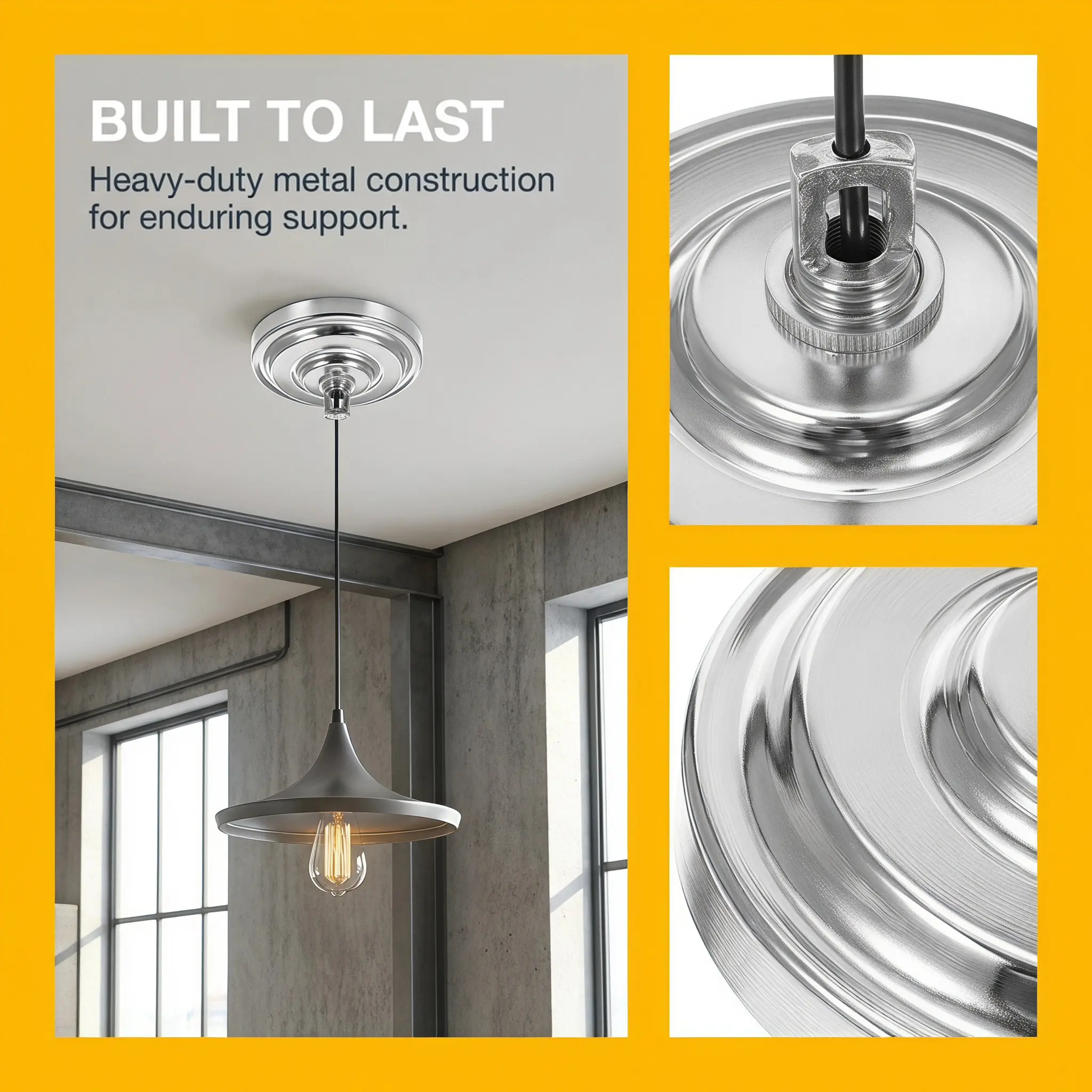 Ceiling Light Cover Plate Chandelier Canopy Kit Heavy Duty Metal Mounting Plate for Pendant Lights Retro Minimalist Decor Shiny