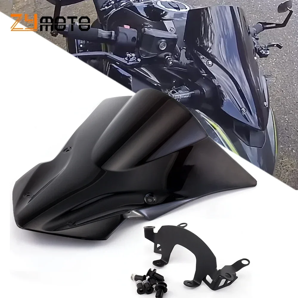 

Motorcycle accessories ABS Plastic Bike Windshield WindScreen Windproof Double Bubble For KAWASAKI Z900 Z 900 2017 2018 2019