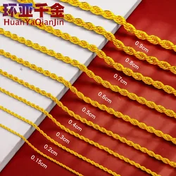 24k Necklace Men's Thick Fried Dough Twist Plated Real 999 Gold 18k Women's Thin Collarbone Chain Imitating Lovers' for Gif