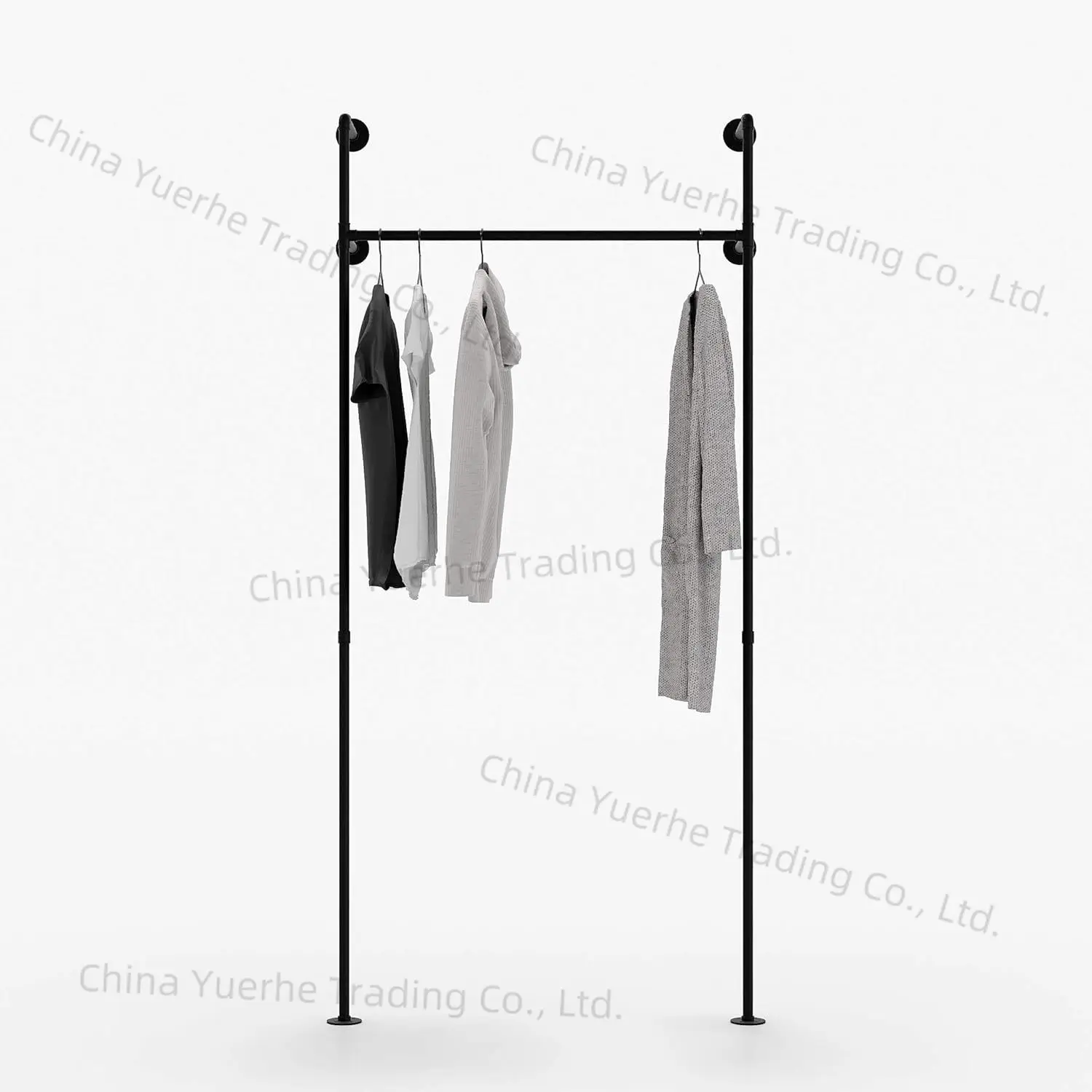 

Retro industrial air duct rack floor hanger pipe metal wrought iron rack clothing store hanger display rack