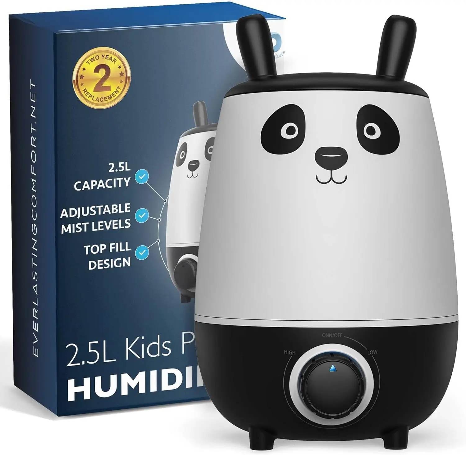 

2.5L Kids Humidifier for Bedroom - Quiet, No-Filter, 24HR Runtime, Easy Clean, for Nursery, Home, Plants, Allergies, Dry Skin, C