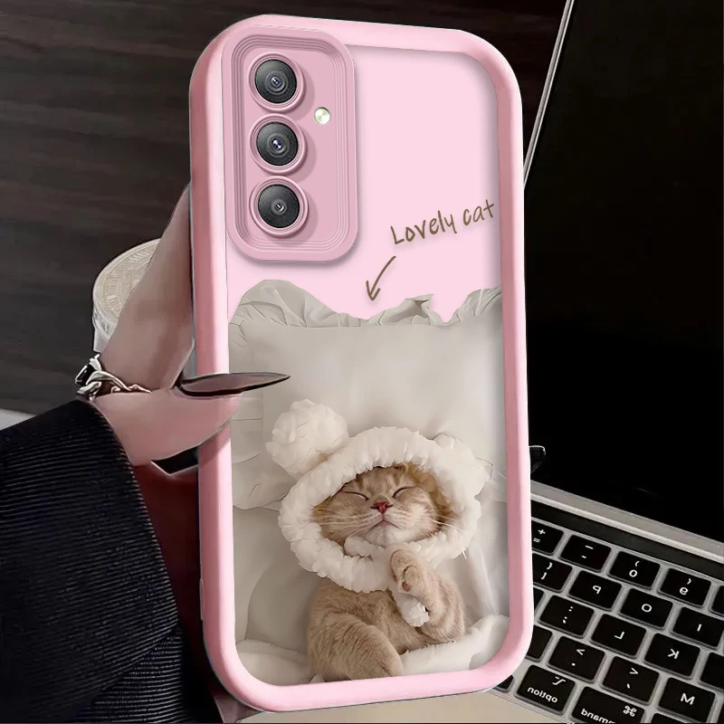 Funny Lovely Cat Silicone Case for Samsung Galaxy A35 A55 A15 A25 A16 A06 A05 A05S A24 A13 A23 A12 A22 A32 A52 A71 A51 4G Cover