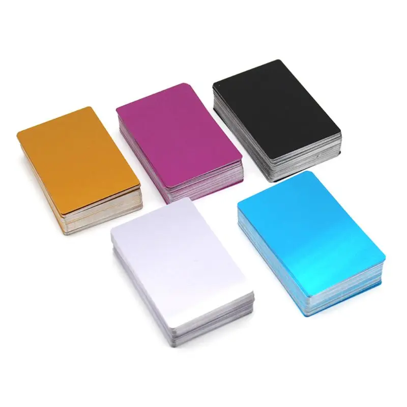 Engraved Blank Business Cards Aluminum Alloy Card Plate Printable Multicolor Metal Tags for DIY Vip Card Gift Card 100PC