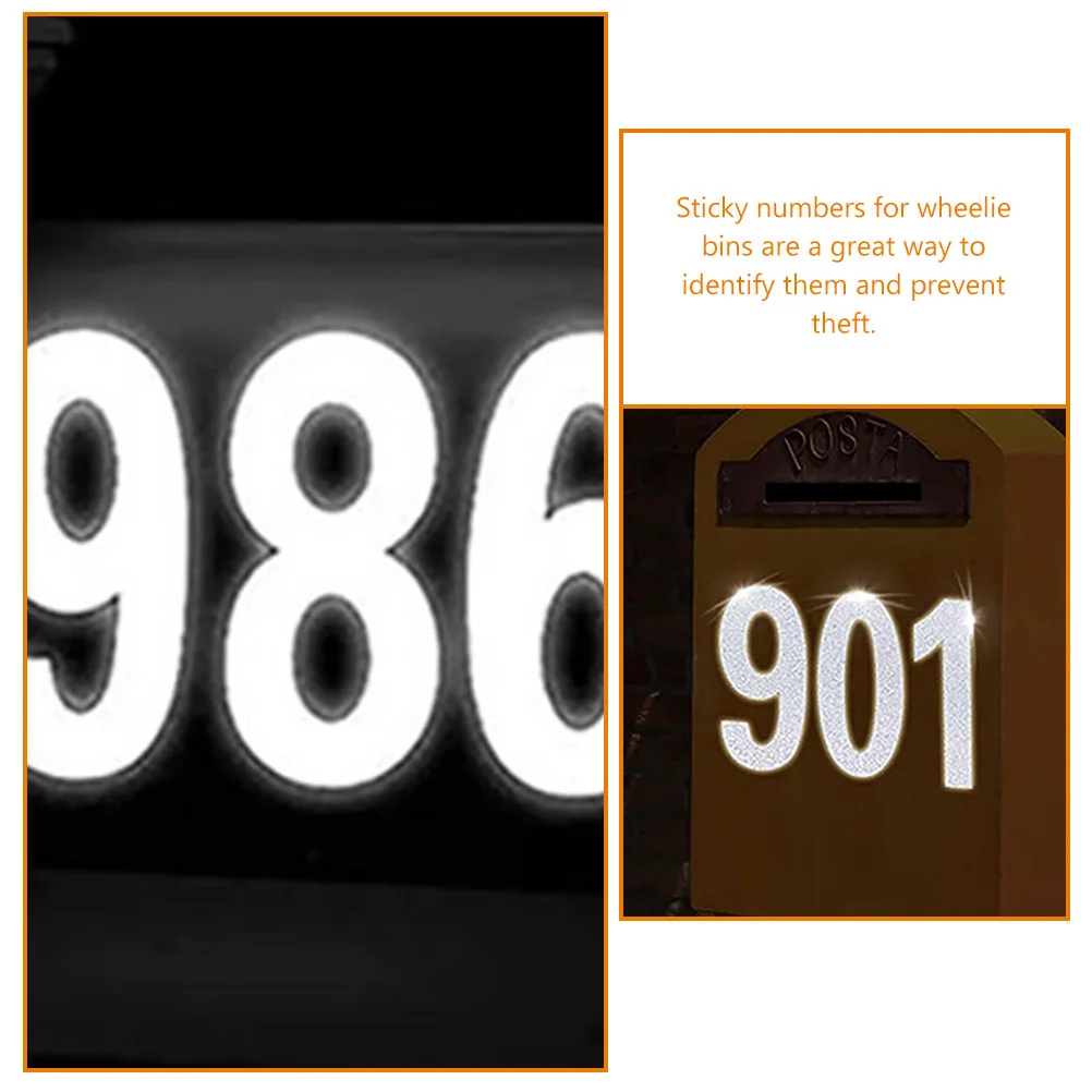 

4 Sets Reflective Mailbox Numbers Stickers Self Adhesive Decals For Outdoor Doorplate Identification Bin Labels House Numbers