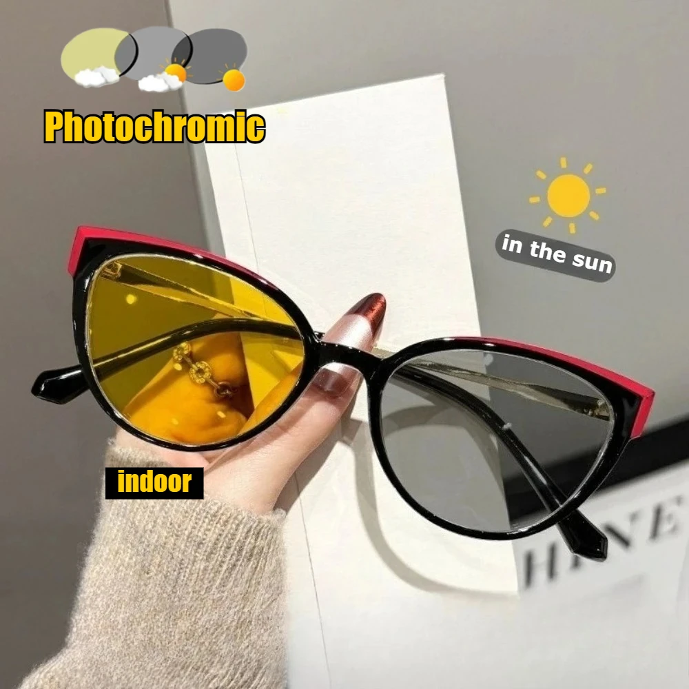 

Unisex Photochromic Sunglasses Yellow Lenses Cat-Eye High-Definition Blue Light Blocking Computer Glasses Night Vision Glasses