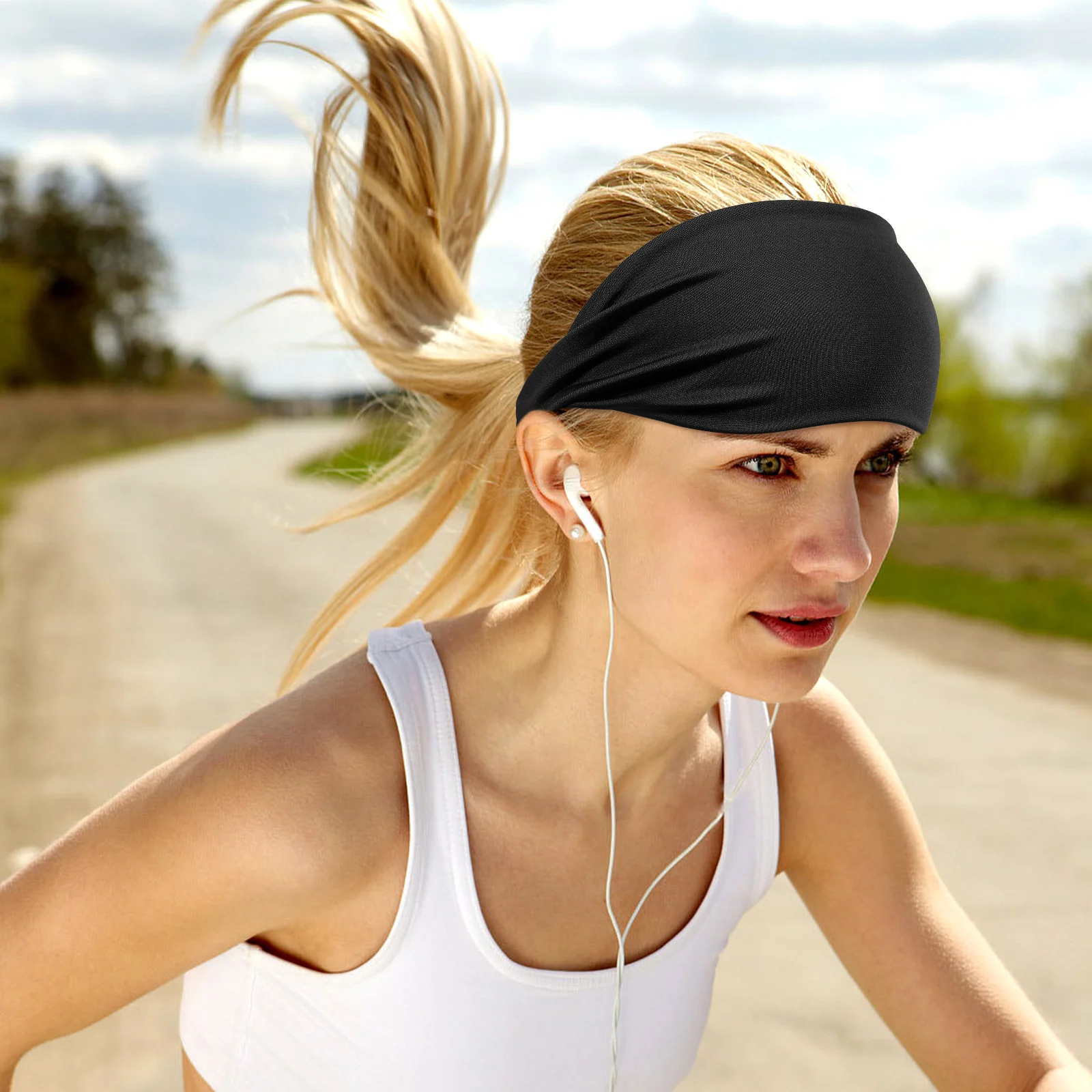 

4Pcs Running Headbands Lightweight Sweat Absorbing Anti-Slip Hairbands for Yoga Workout Basketball Sports Fitness