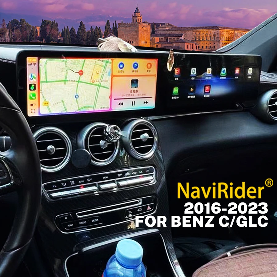 Android Carplay สำหรับรถเบนซ์ C GLC NTG 5.0 5.5 6.0 ปี 2016-2022 ระบบนำทาง GPS เครื่องเล่นมัลติมีเดียในรถยนต์ จอวิดีโอคู่ขนาด 12.3 นิ้ว 128G