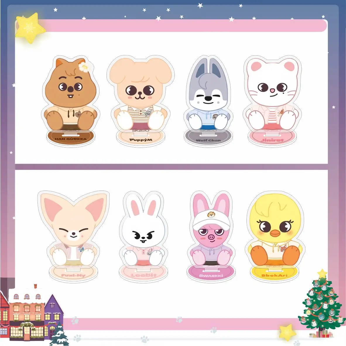 StrayKids Cartoon Acrylic Stand up SKZOO Acrylic Double sided Stand up Stray Children Desktop Jewelry FELIX HYUNJIN Peripherals