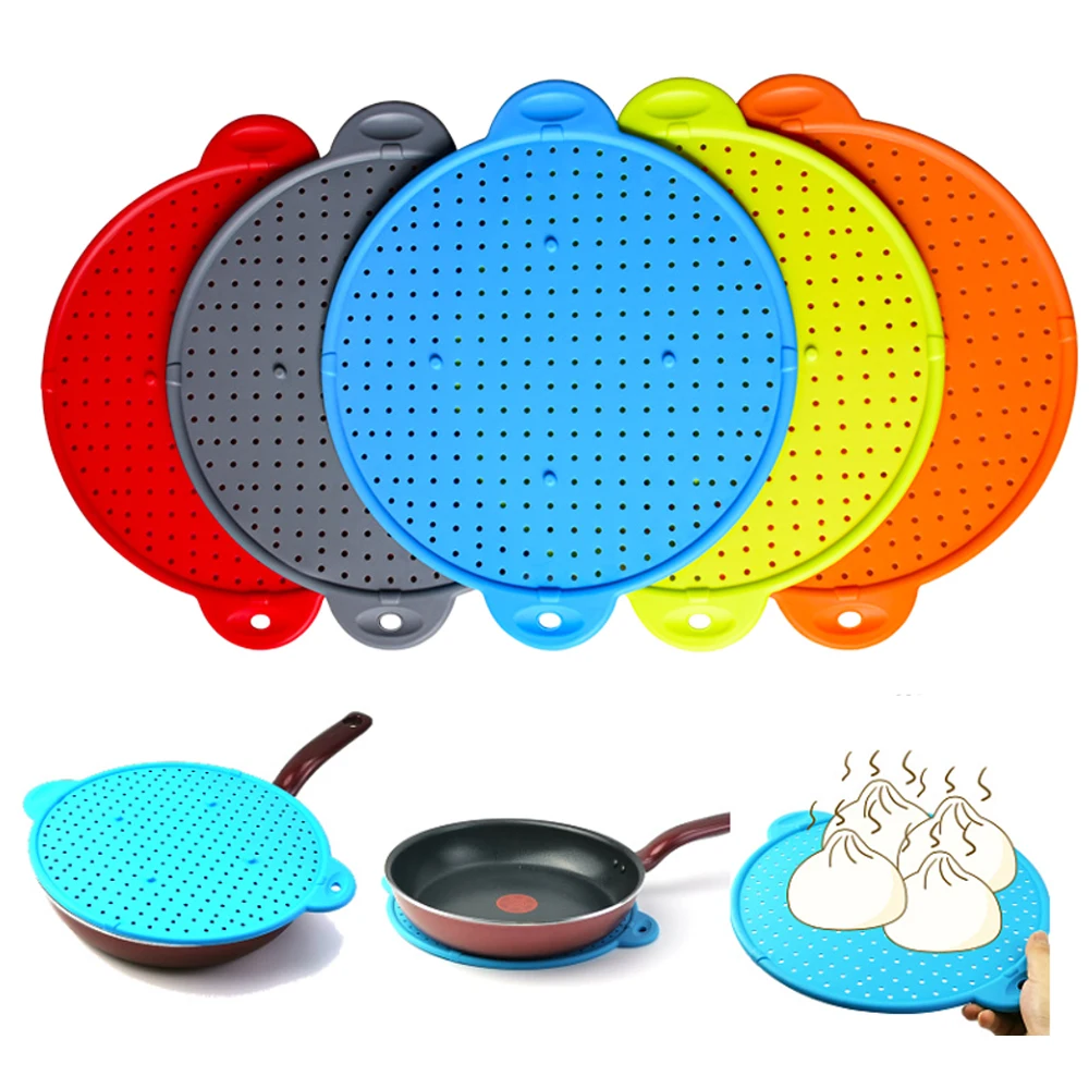 Hot Splatter Screen Guard Kitchen sottopentola coperchio della pentola coperchio della padella Silicone Spill stopper Wash Strainer Hook Design High