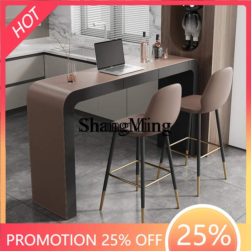 

CL leather bar open kitchen home bar dining table high-end solid wood high-end tables and chairs