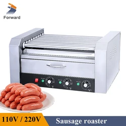 Hotdog Grill Machine Electric Hot Dog Sausage Machine Hot-dog 9 Roller Grill Cooker Machine Cooker For Restaurant