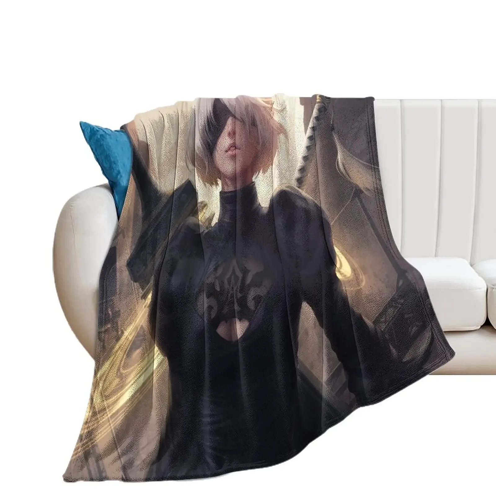 2B NIER AUTOMATA Throw Blanket Warm Decorative Beds Blankets