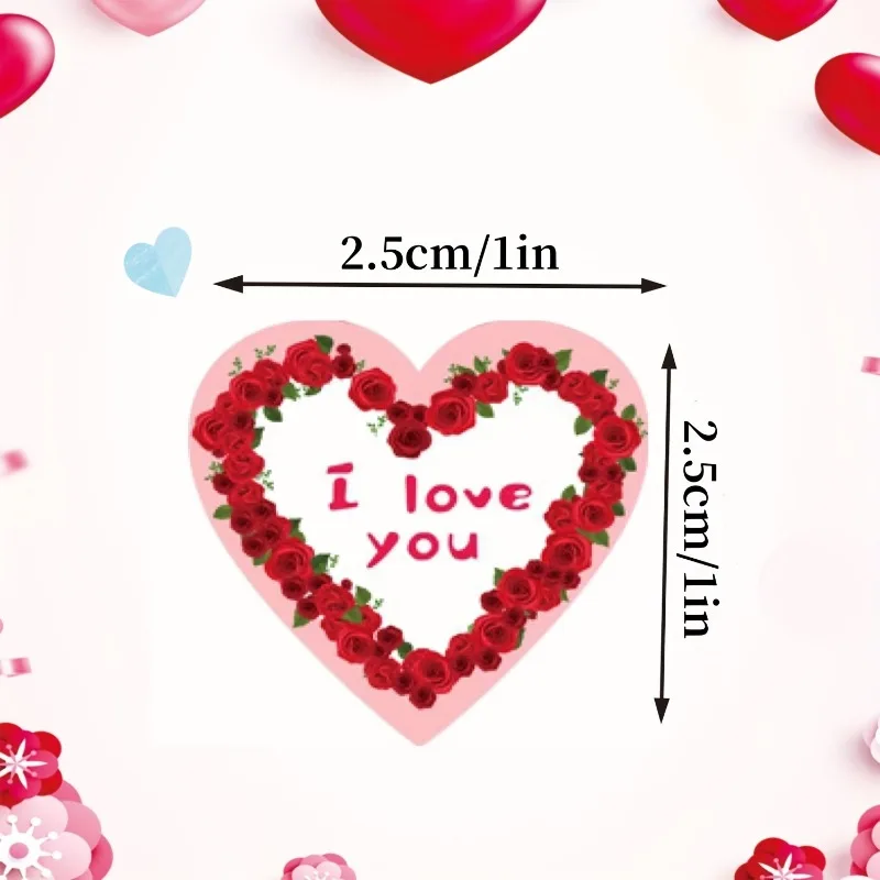 500 قطعة من ملصقات "I Love You" على شكل قلب - ملصقات ختم ذاتية اللصق مقاس 2.5 سم للهدايا وديكورات عيد الحب #5