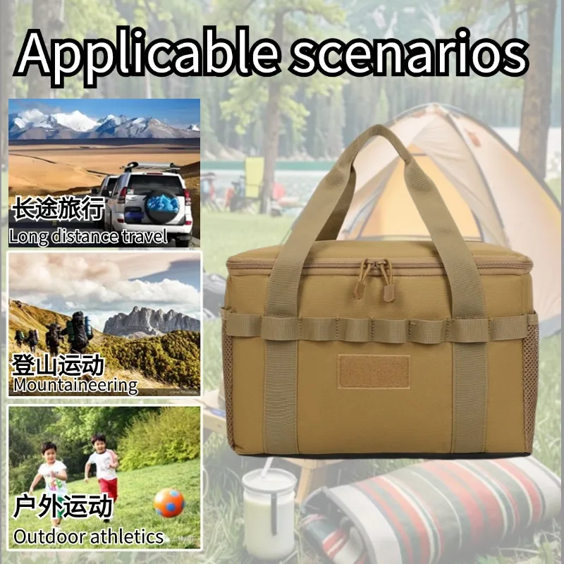 Outdoor camping hand-held storage bag, large-capacity camouflage tear-resistant Oxford fabric tactical handbag