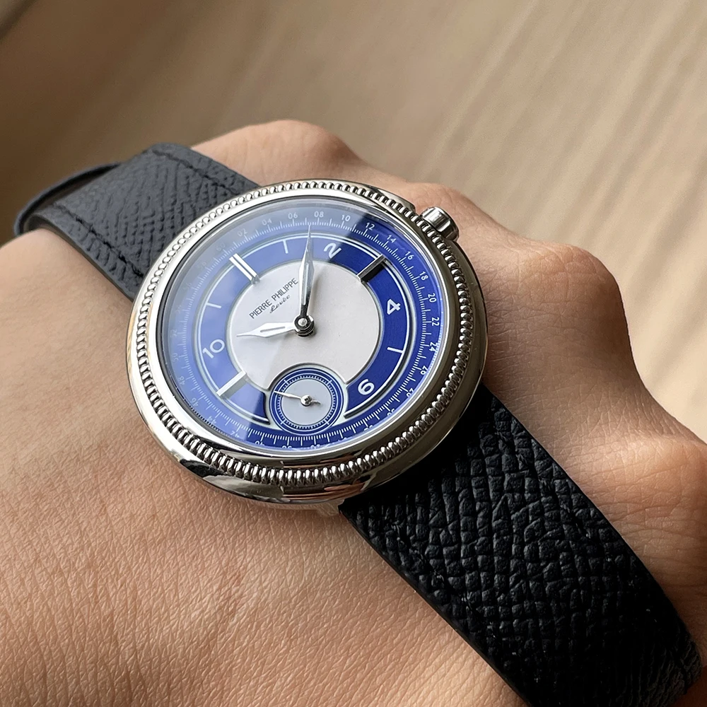 Reloj Retro Pierre Philippe para Hombre, Reloj ultrafino de 38mm, reserva de energía: 80 horas, cuerda a mano, Reloj mecánico resistente al agua para Hombre