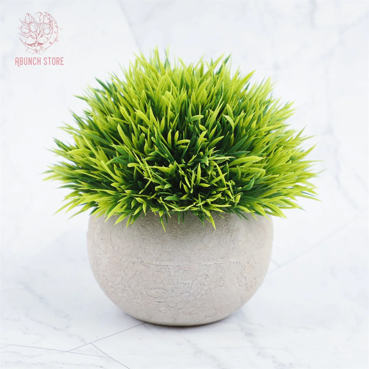 

2Pcs Artificial Potted Short Needle Grass Green Plants Pot Ornament Simulation Bonsai for Home Garden Decoration Wedding Party