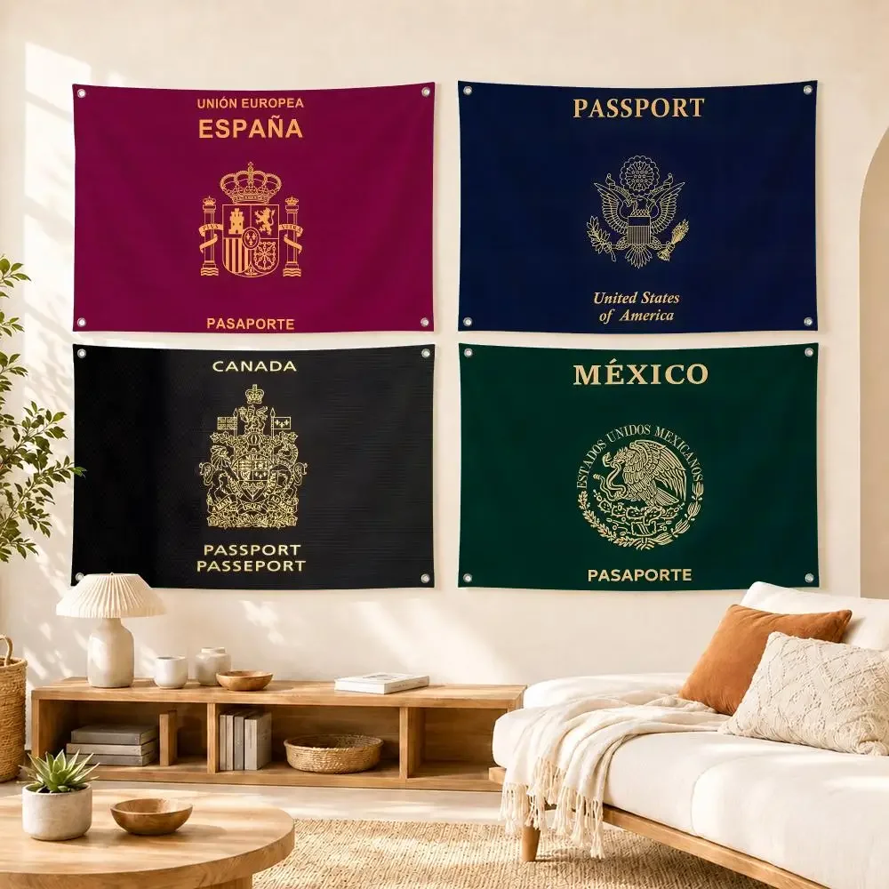 Mexico USA Canada National Passport Flag Soft skin-friendly Durable Tapestry Outdoor party Home living room bedroom Decoration