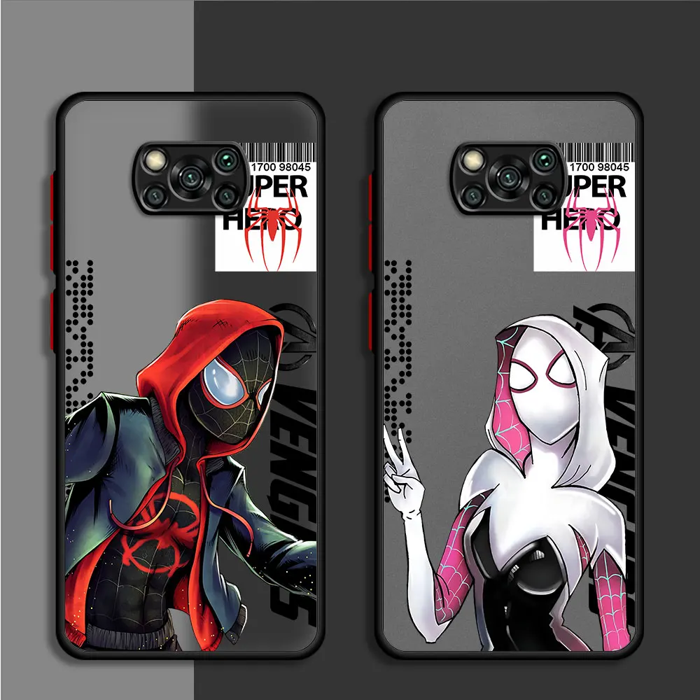 Sipiderman Gwen Case for Xiaomi Poco X4 Pro F3 C50 C51 X4 GT M5 X3 NFC C40 M5s X5 Pro X3 Shockproof Print Marvel Cover