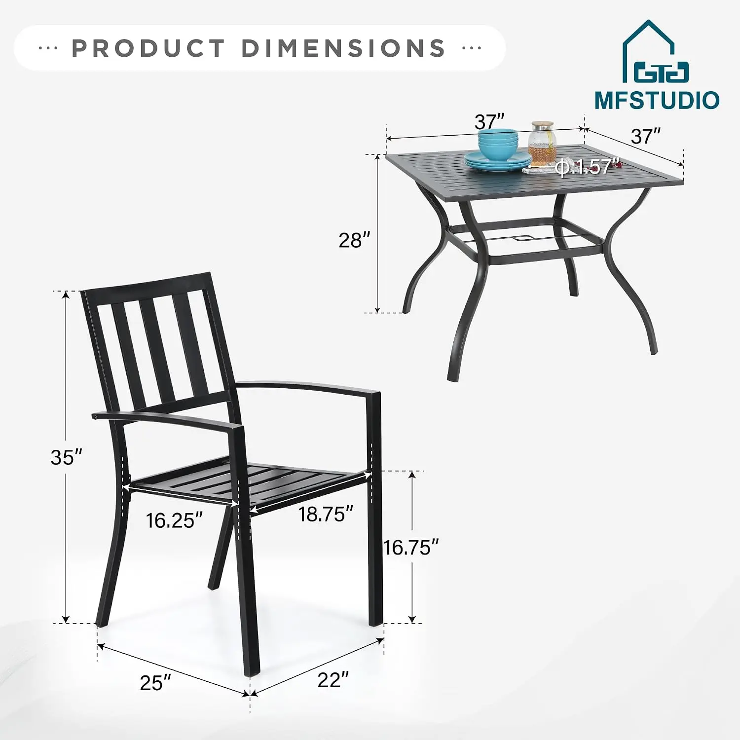 Metal Outdoor Dining Set for 4, 37