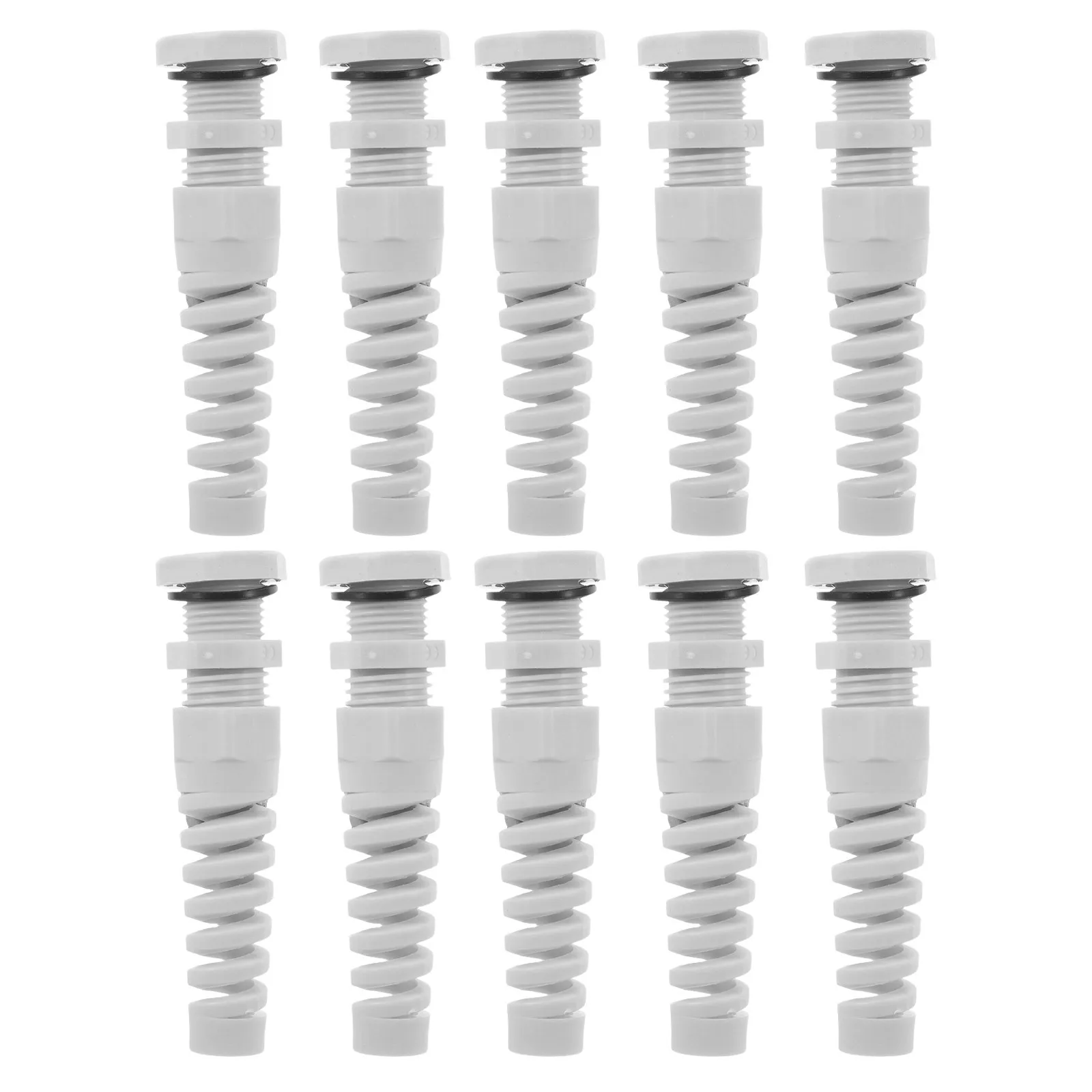 Cable Glands 10Pcs Waterproof Nylon Adjustable Spiral Strain Relief Cord Connectors for Industrial Marine Use