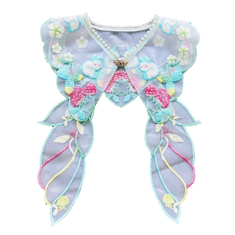 

Fairy False Collar Lace Shawl Wrap Yunjian Collar Detachable Embroidery Hanfu Floral Decorative Chinese Yunjian Studded