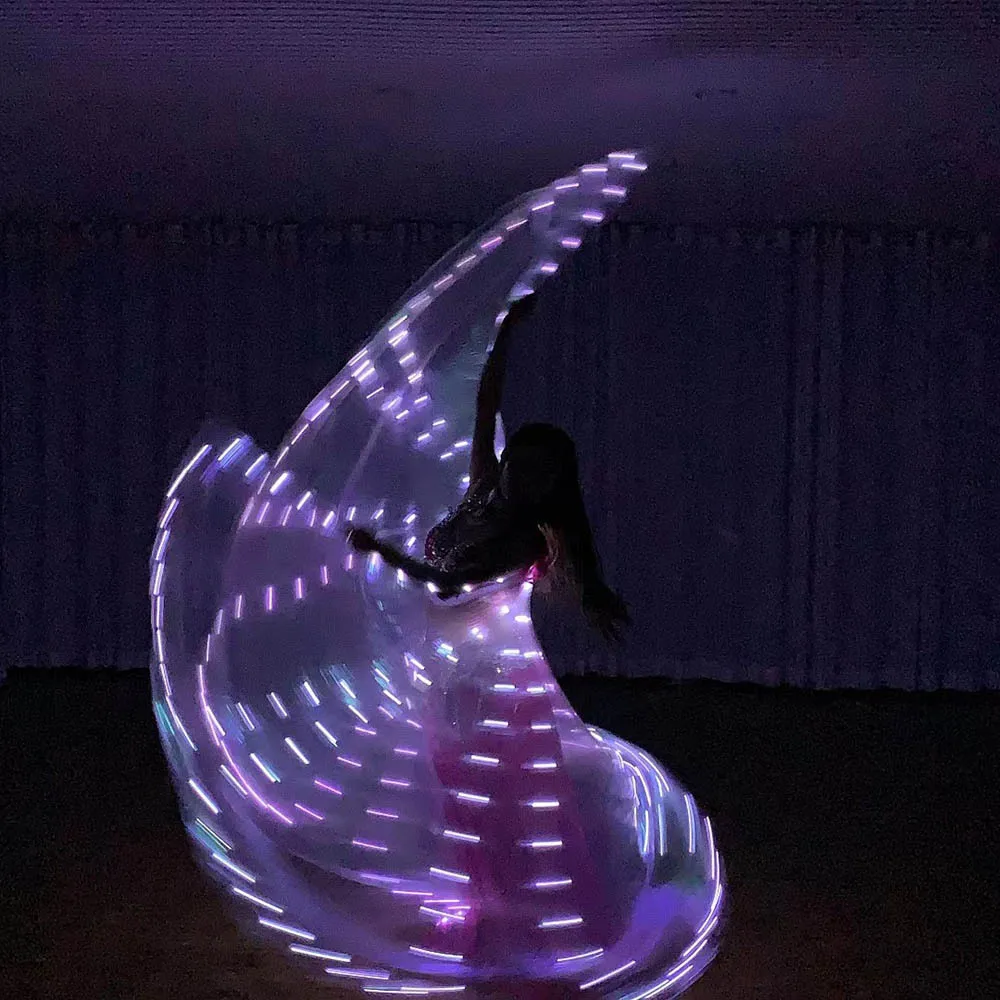 Ali Isis a LED bianche per accessori per la danza del ventre per adulti Ali di farfalla Spettacolo di prestazioni Ali di farfalla 3A alimentate a batteria